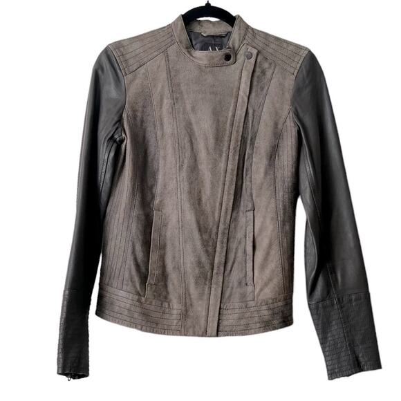 Armani Exchange 100% Lambs Leather Moto Zipper Jacket Size S - Picture 1 of 9